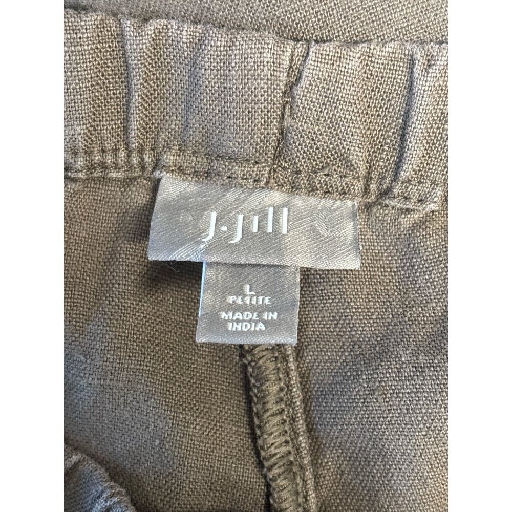J. Jill Womens Petite 100% Linen Cropped Pants Brown Elastic Waist Size L - Picture 3 of 7